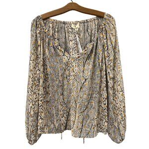 Love Stitch Foil Shirred Blouse Size Small Boho Summer Festival Shimmer NEW